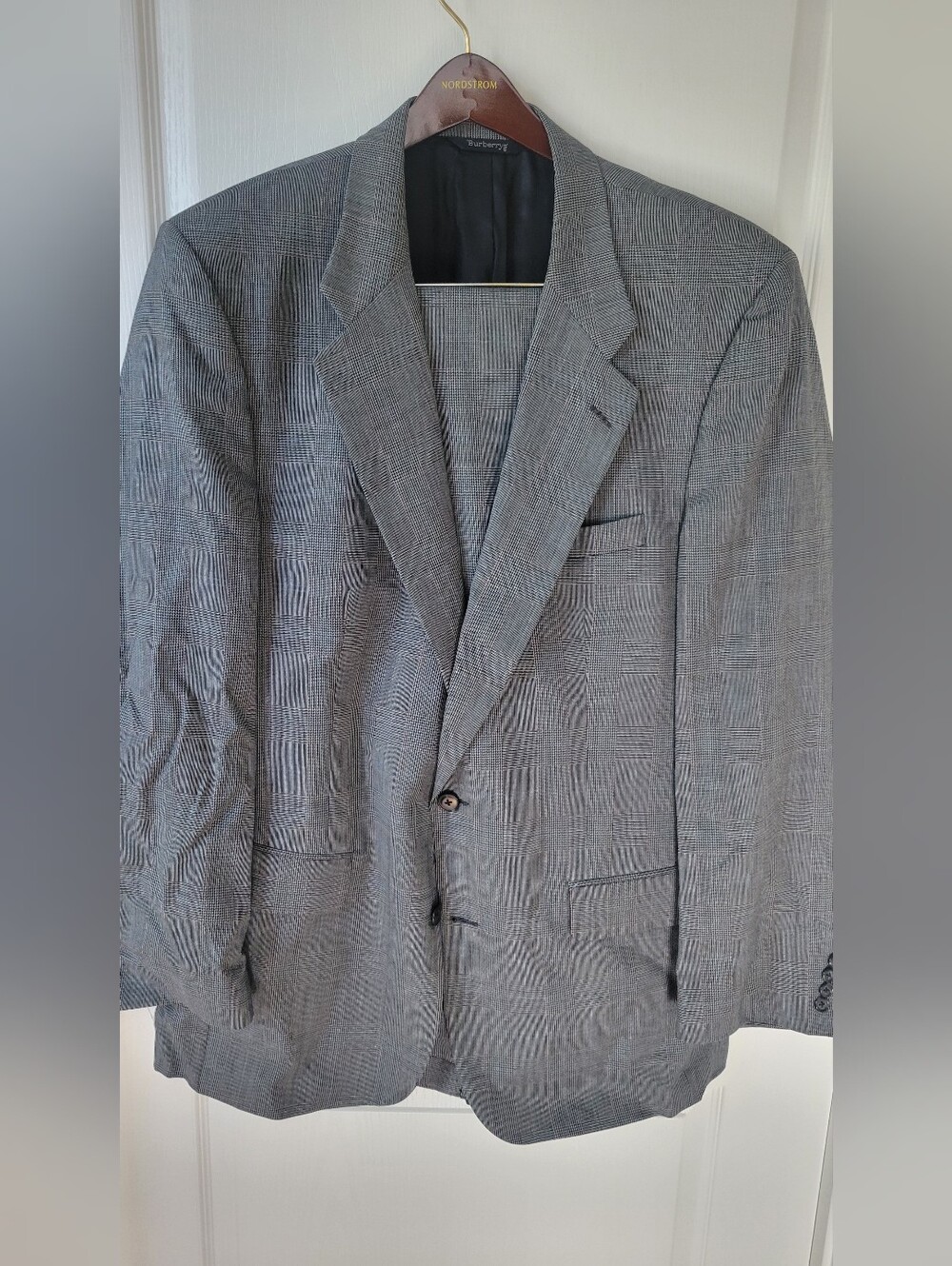 Vintage Burberrys Prorsum Men's Suit 48 Extra Long XL) Grey Plaid Wool 40x33 RSM